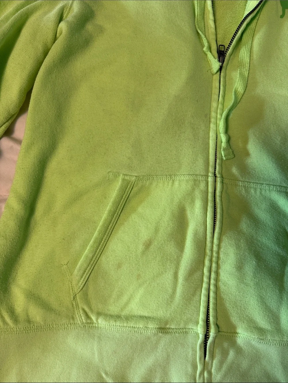 PINK Victoria's Secret Neon Lime Green Lounge Joggers & Zip Sweatshirt